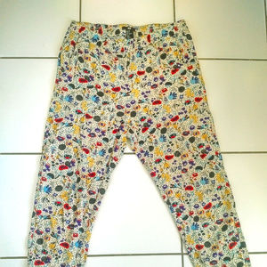 H&M abstract floral mid-rise tapered pants